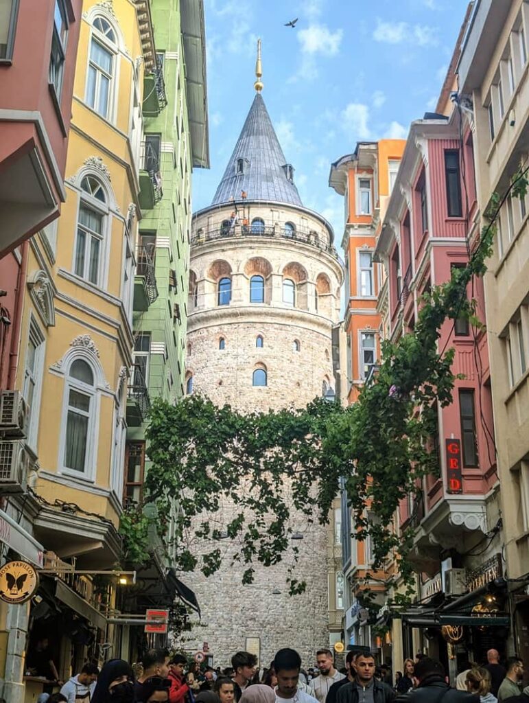 Galata Tower in Istanbul, Turkey, historic landmark with panoramic city views and Ottoman architecture.