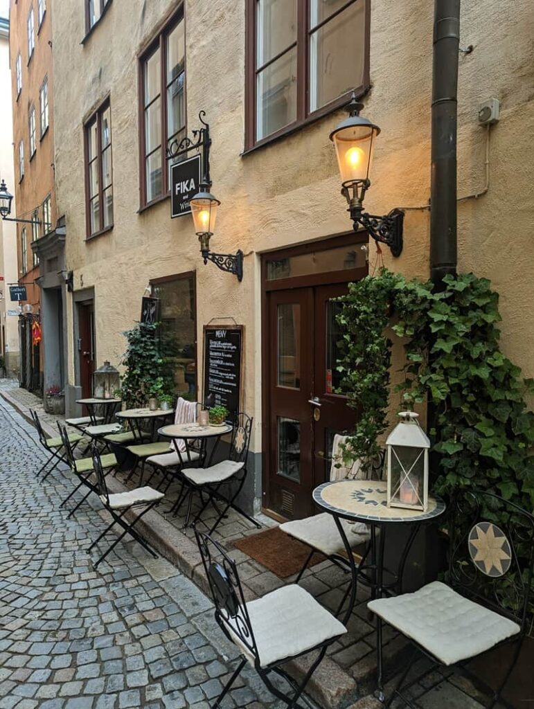 Fike & Wine cafe in the heart of gamla stan, stockholm, sweden