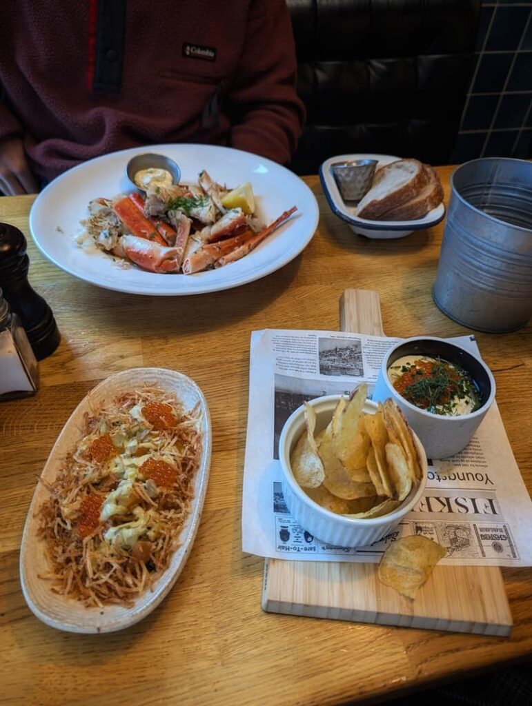 Fiskeriet Youngstorget restaurant, salmon and roe tartar in the centre of oslo, Norway