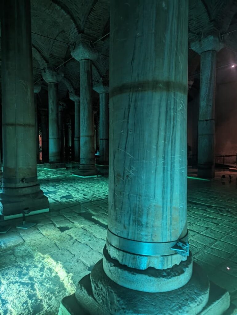 Mood lighting in the basilica cistern is a must see as part of a perfect istanbul itinerary