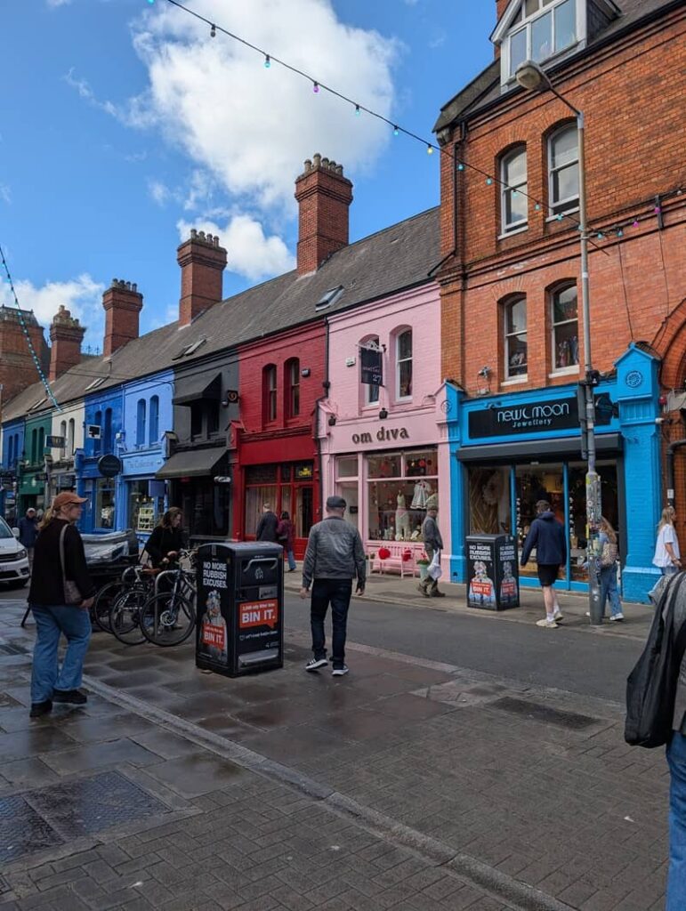 Beautiful colourful shops on Grafton Street in Dublin