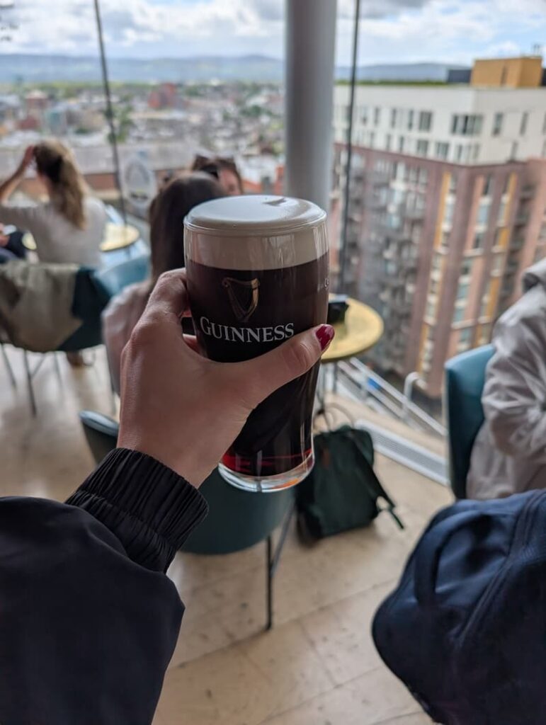 Pint of Guinness in the gravity bar, Dublin
